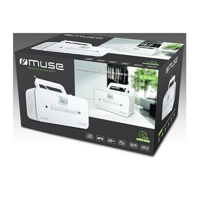 Rádio portátil Muse M-28 RDW - Leitor de CD/MP3 - USB - Estéreo