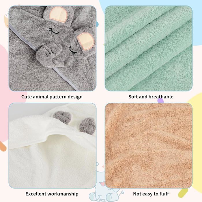 Set of 4 Baby Bath Capes with Hood, Ultra-Absorbent Towel for Infants and Children, Quick Drying