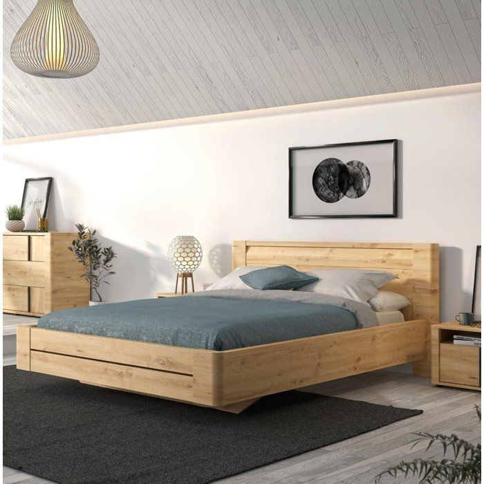 Cama para adultos - CONFIDENCE - 180 x 200 cm - Roble artesanal - GAMI