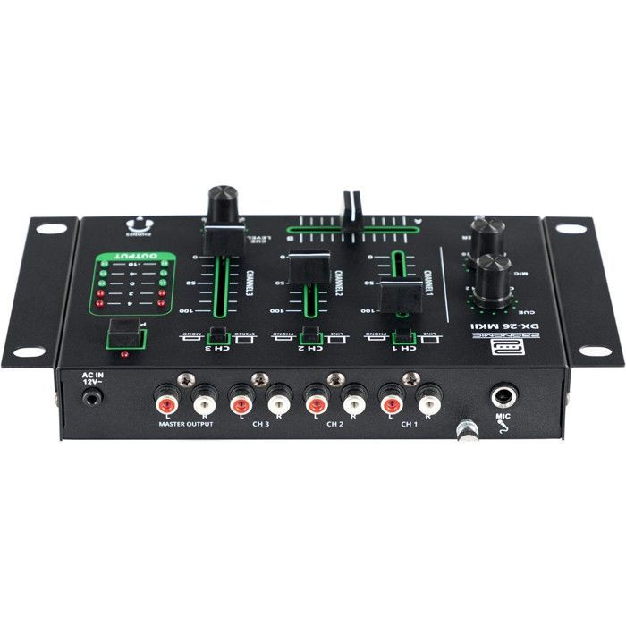 Pronomic DX-26 MKII 3-Channel Mixer - Talkover Function, Headphones and Microphone - DJ Sound System Discovery Pack