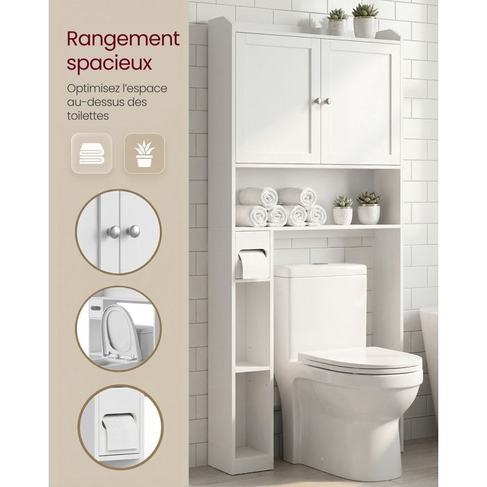Bathroom cabinet with adjustable shelves, space-saving, modern, for laundry room, white