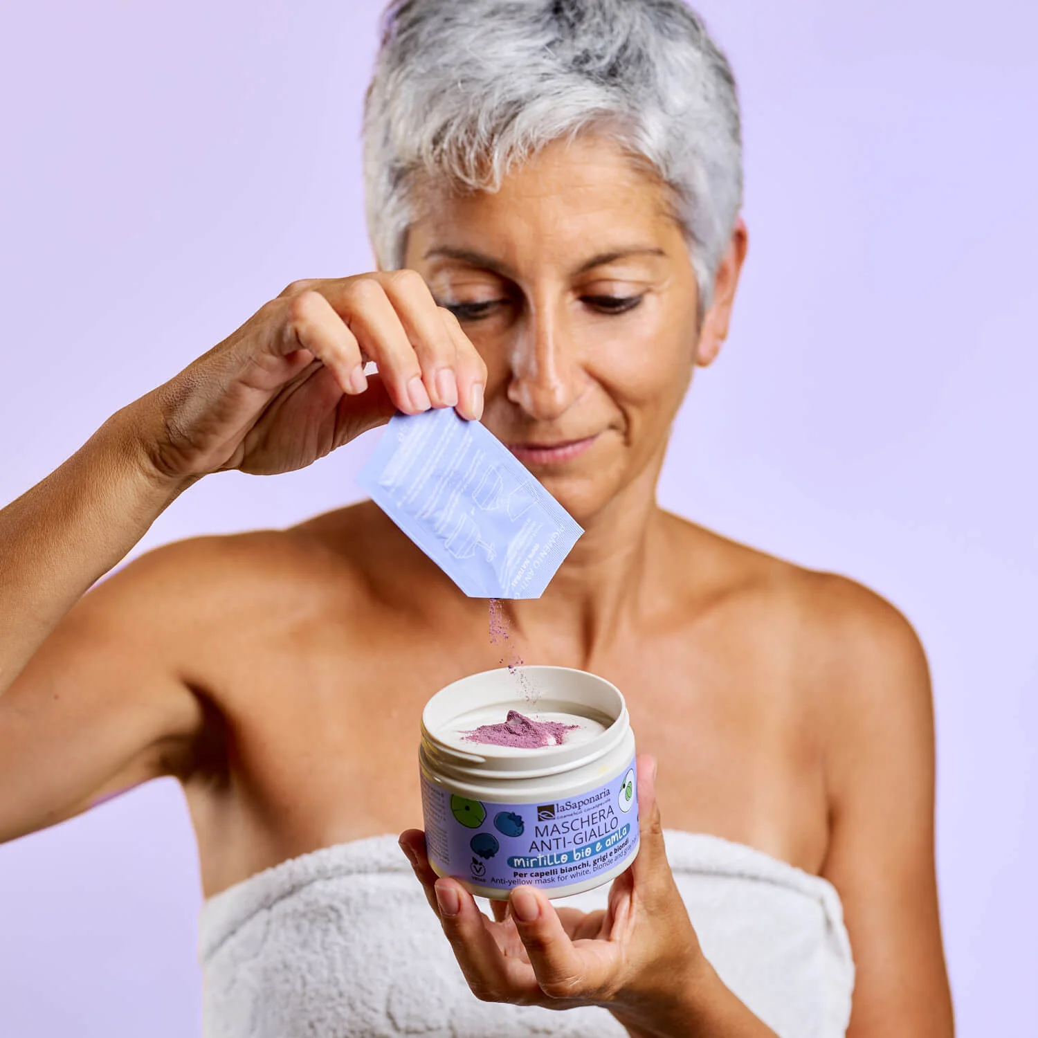 Capelli e Cute Maschera anti-giallo - Mirtillo Bio e Amla - Maschera Protezione Colore Capelli