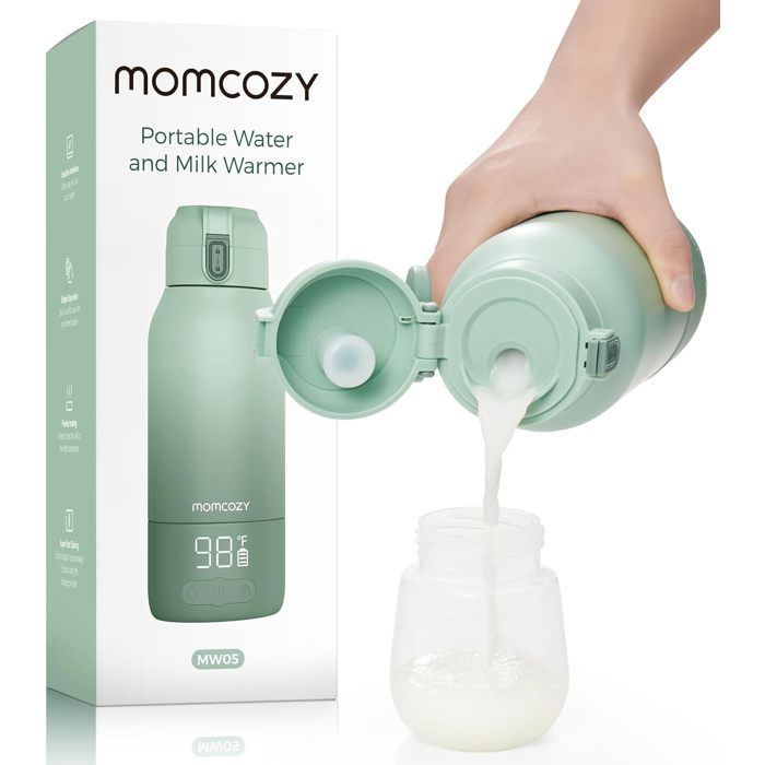 Aquecedor de mamadeiras portátil Momcozy para viagens, com 2 modos de aquecimento para leite materno e água.