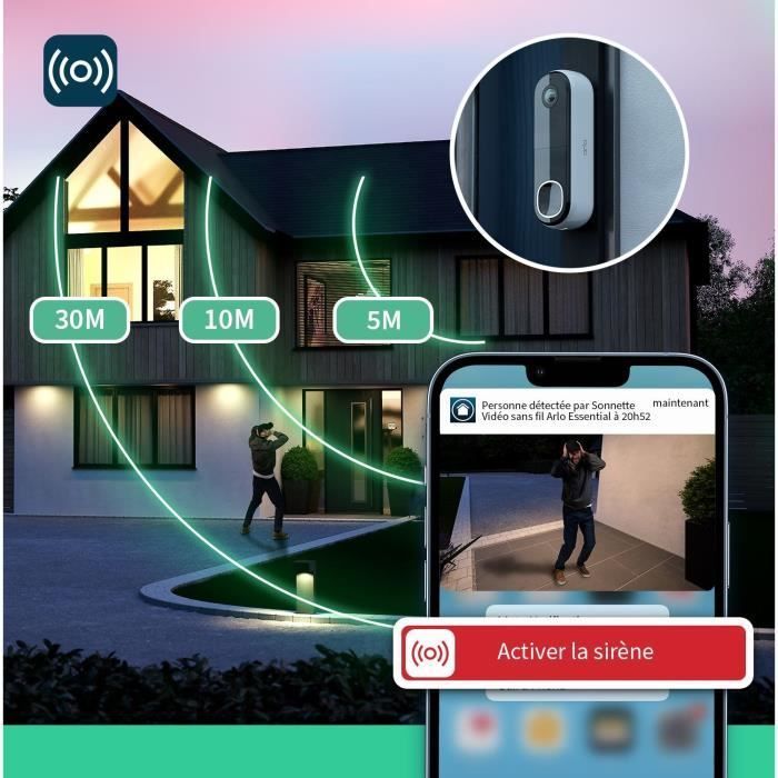 Videodeurbel - ARLO - AVD3001-100EUS - Directe wifi-verbinding - Ingebouwd sirenegeluid