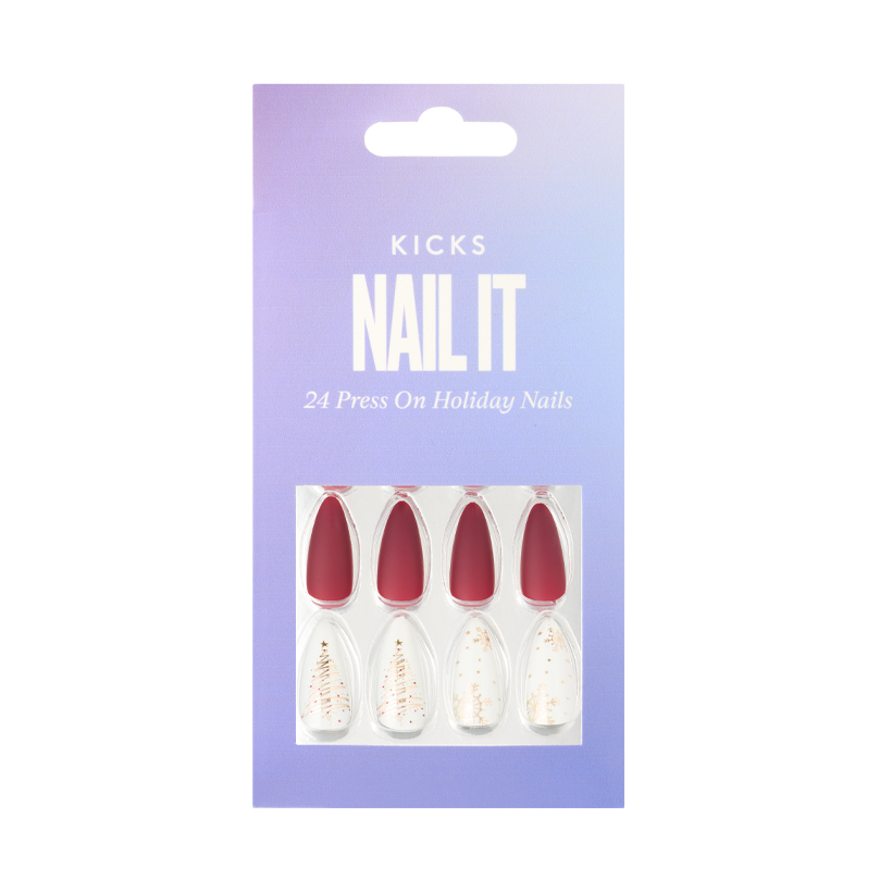Press On Nails Božićna bijela/crvena ljepota
