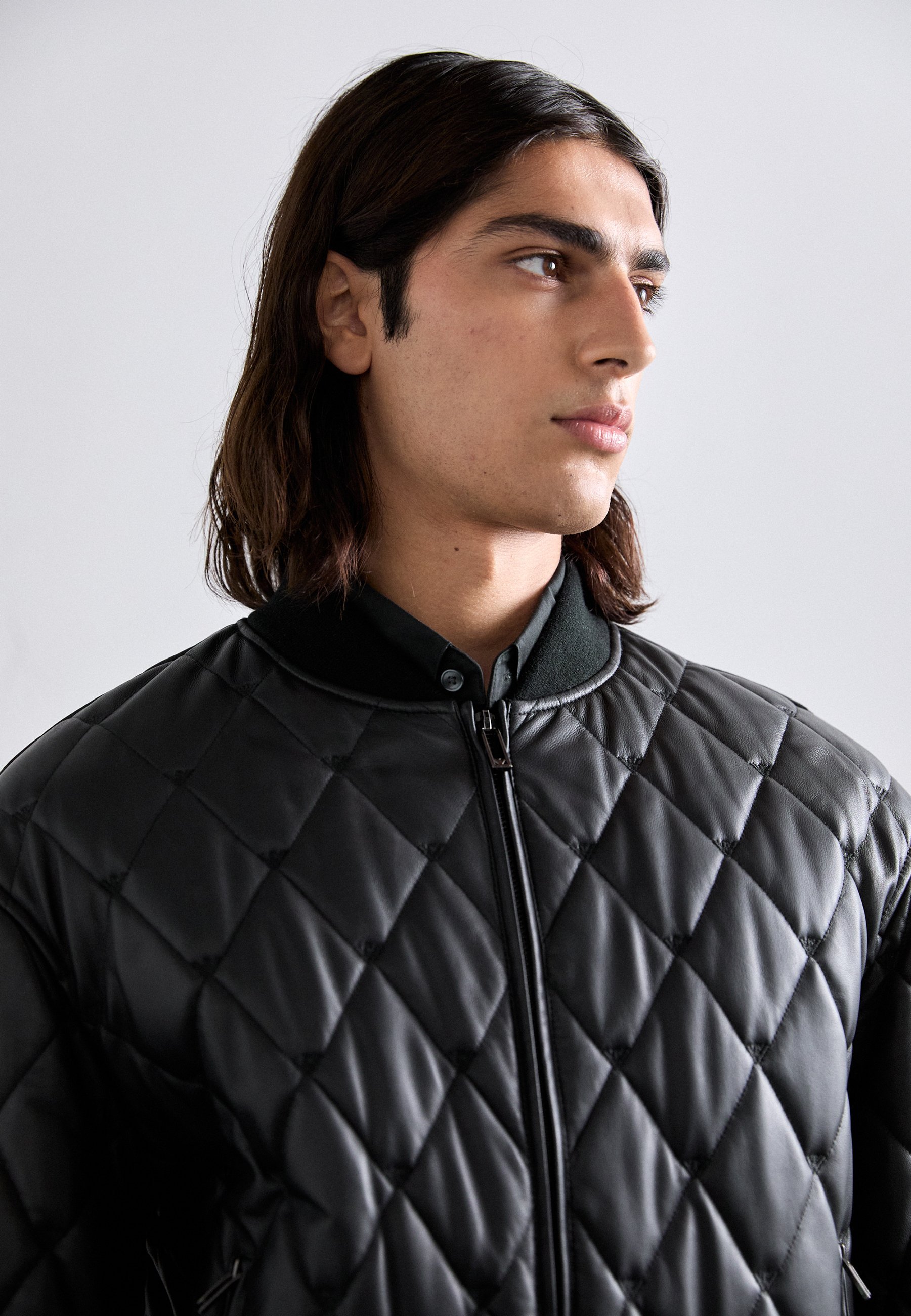 Emporio Armani BLOUSONJACKET - Leren jas - zwarte schoonheid