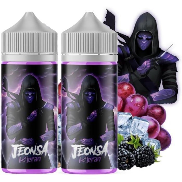 Lot de 2 E-liquides Kieran (Cassis, mure, raisin, fraicheur) Jeonsa 100ml + 8 boosters