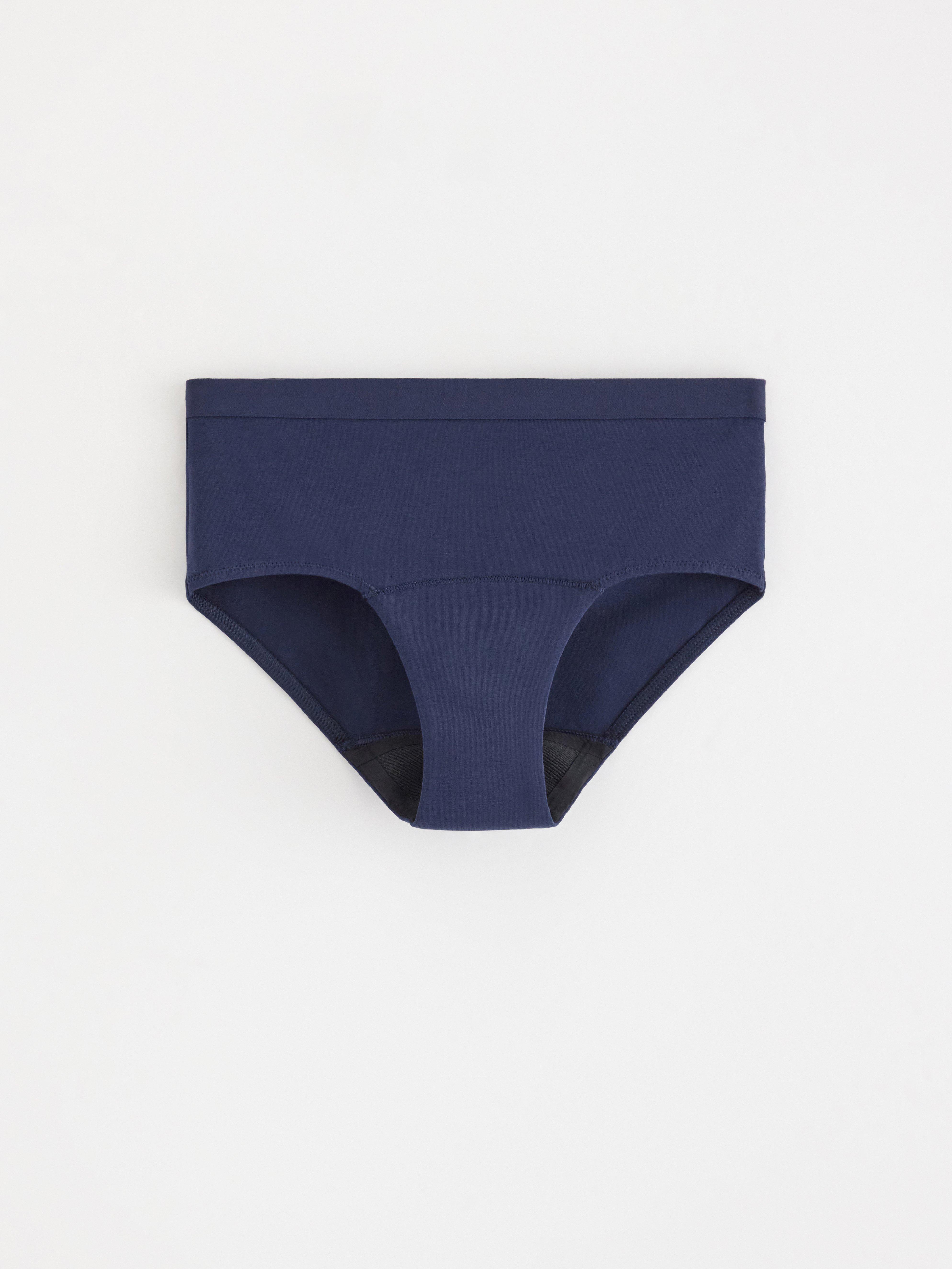 Calcinhas menstruais de alta absorção – modelo cintura baixa para adolescentes – Female Engineering Azul Escuro