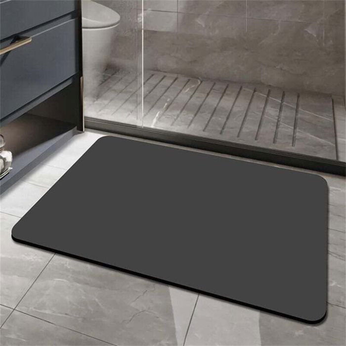 Diatomite bath mat - PZCC - Absorbent - Non-slip - 50x80 cm - Black - Quick-drying - Easy to clean