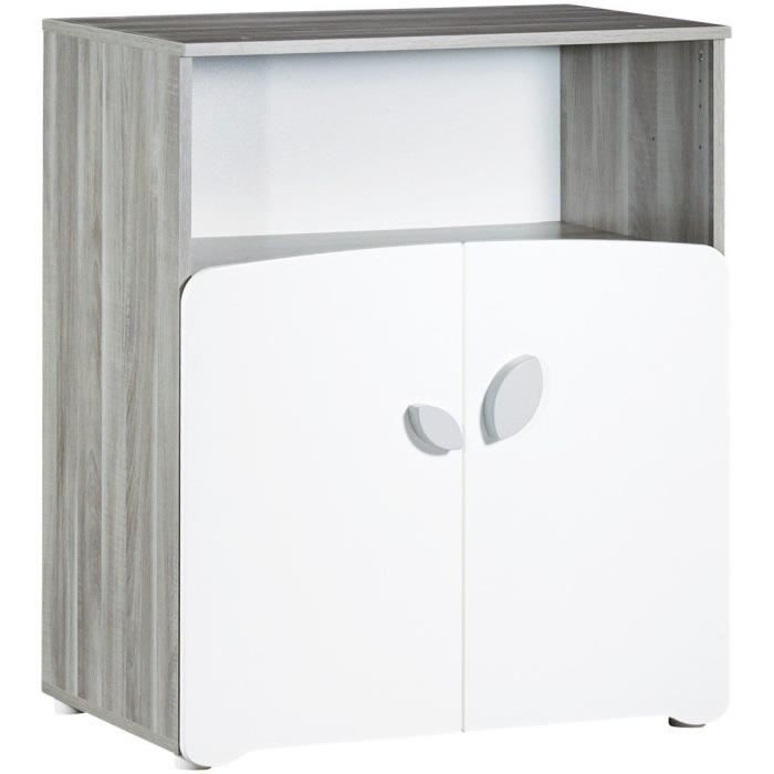 Chambre bébé duo Leaf: lit 120x60, commode à langer - Babyprice - Blanc