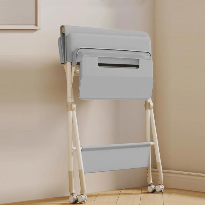 Cambiador regulable en altura - YIYI - Cesta de almacenamiento de doble compartimento - Gris - 80 x 73 x 86-94 cm
