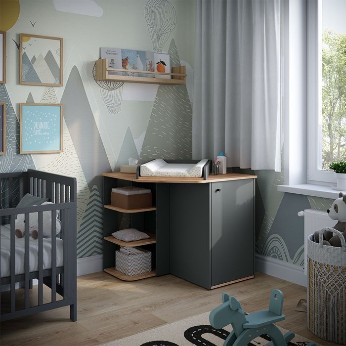 Kristian changing table 85x77.3cm with 3 closed compartments Anthracite/Artisan Vicco 57890
