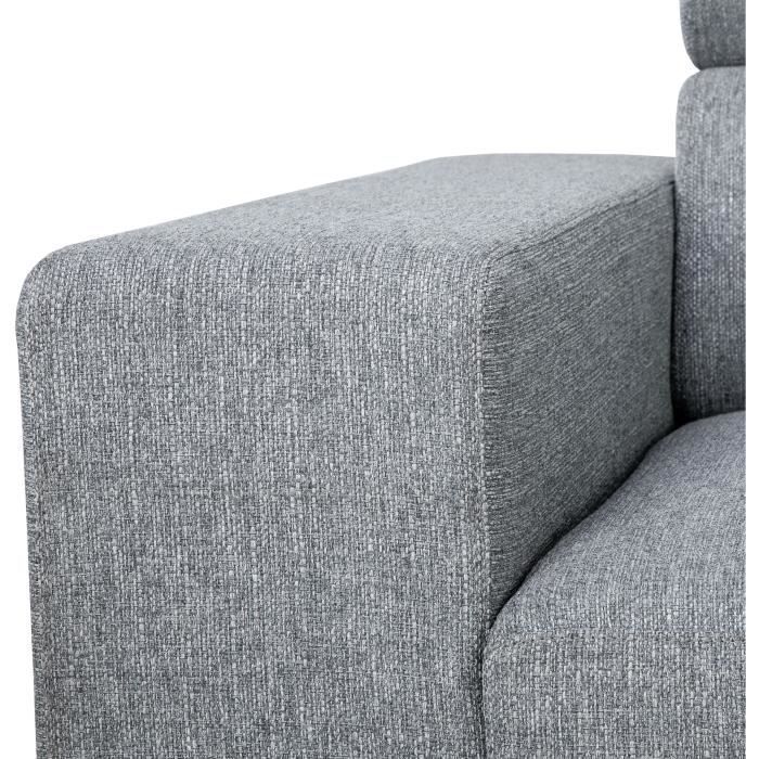 Sofá cama esquinero reversible con almacenamiento - 4 personas - VICOMTE - Tela gris - 237 x 76/88 x 167 cm