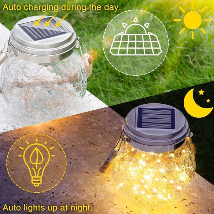 Paquete de 2 luces solares para exteriores, farol de exterior con 20 LED, decoración de jardín impermeable, iluminación de patio, luz cálida.