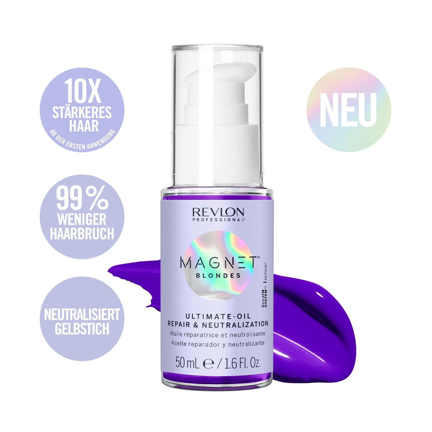 „Revlon Professional Hair Oil Magnet Anti-Pollution Blondes“ plaukų aliejus – atkuria ir neutralizuoja plaukus, 50 ml