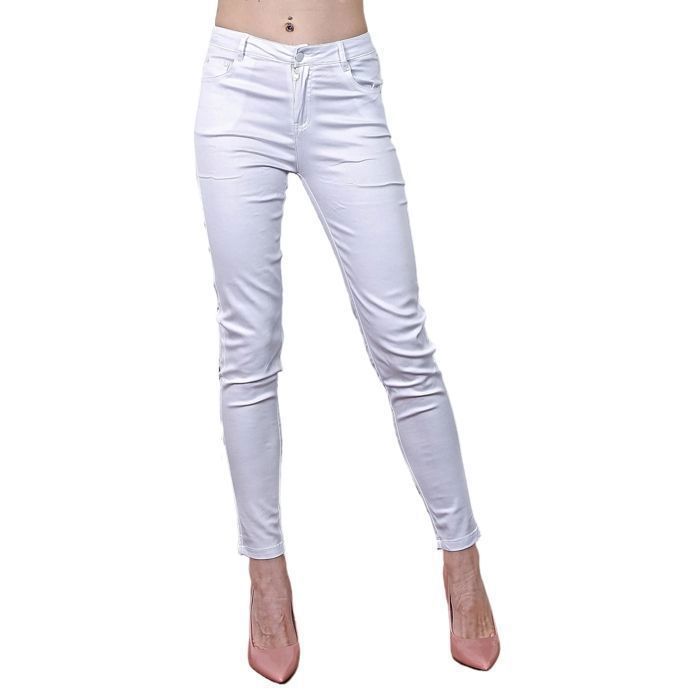 Pantalones vaqueros de mujer - X-MAX - Corte ajustado - Cintura alta - Algodón y licra - Blanco