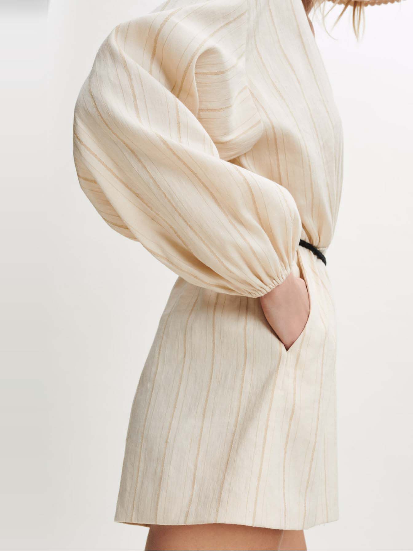 Korte jumpsuit van linnen en katoenmix - Beige