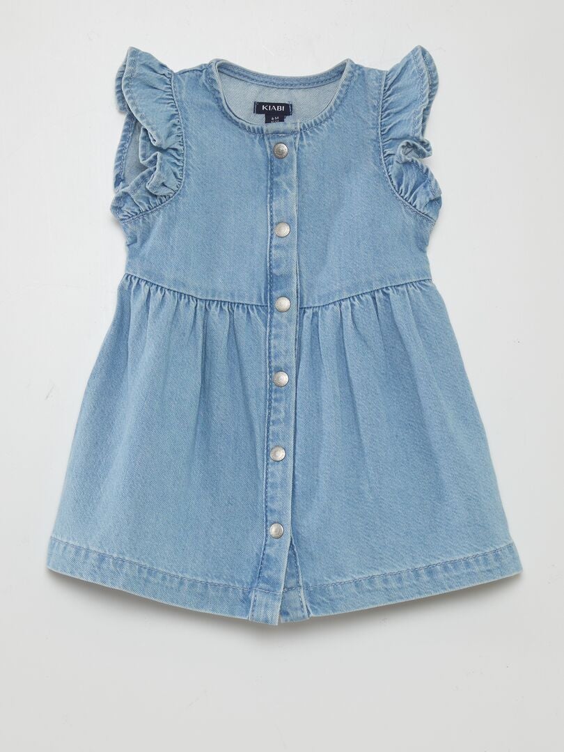Vestido evasê com babados - AZUL