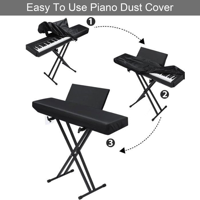 Funda antipolvo para piano - Protector de teclado - Compatible con teclados de 88 teclas de hasta 134 cm de ancho - Funda para atril