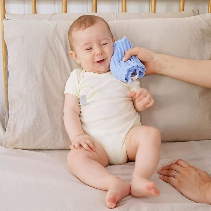 Langes en mousseline pour bébé, lot de 12 pour la peau sensible du bébé, serviette de bain en coton à 6 couches, lingettes douces