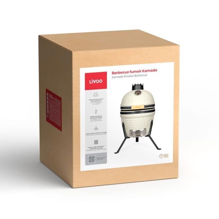Barbacoa ahumadora Kamado - LIVEO - DOC330 - Beige / Negro