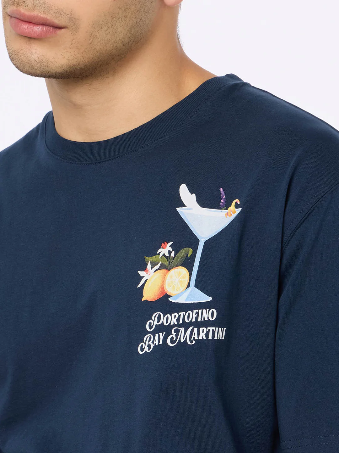 T-shirt da uomo in cotone con stampa piazzata Portofino Bay Martini |