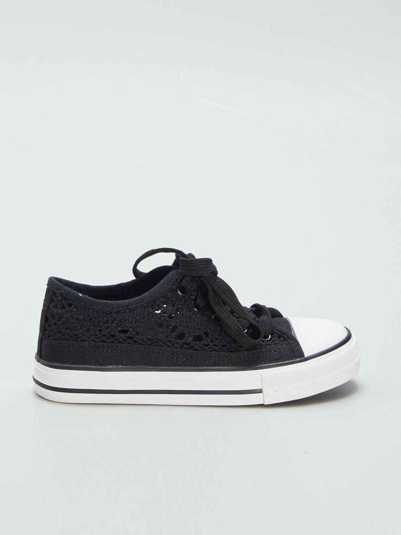 Zapatillas de lona perforada - NEGRAS