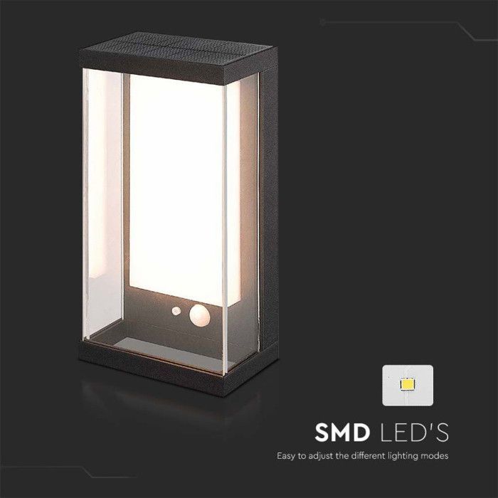 Luminária solar de parede externa - V-TAC - VT-1193 - Sensor de movimento - LED de 1W - Preta