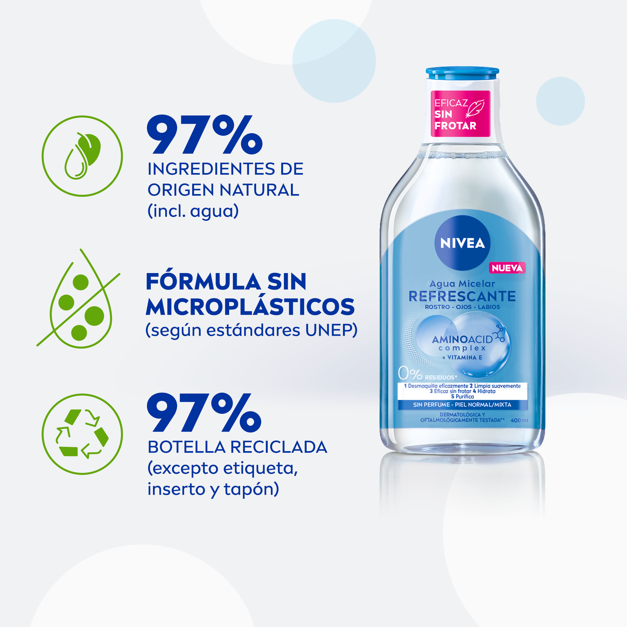 Micelārais ūdens normālai ādai Sejas attīrīšana