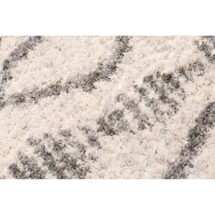 TAPISO VERSAY Langflor-Wohnzimmerteppich, Cremegrau, Berber-Polypropylen, für den Innenbereich, 120 x 170 cm