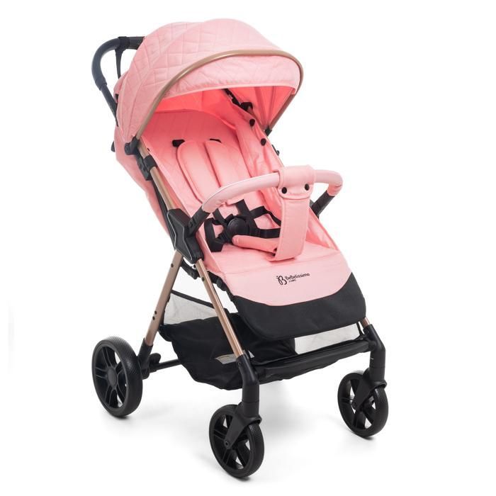 Bebelissimo - Ultra Compact Baby Stroller - Lightweight - One-Hand Fold - Walnut - Pink