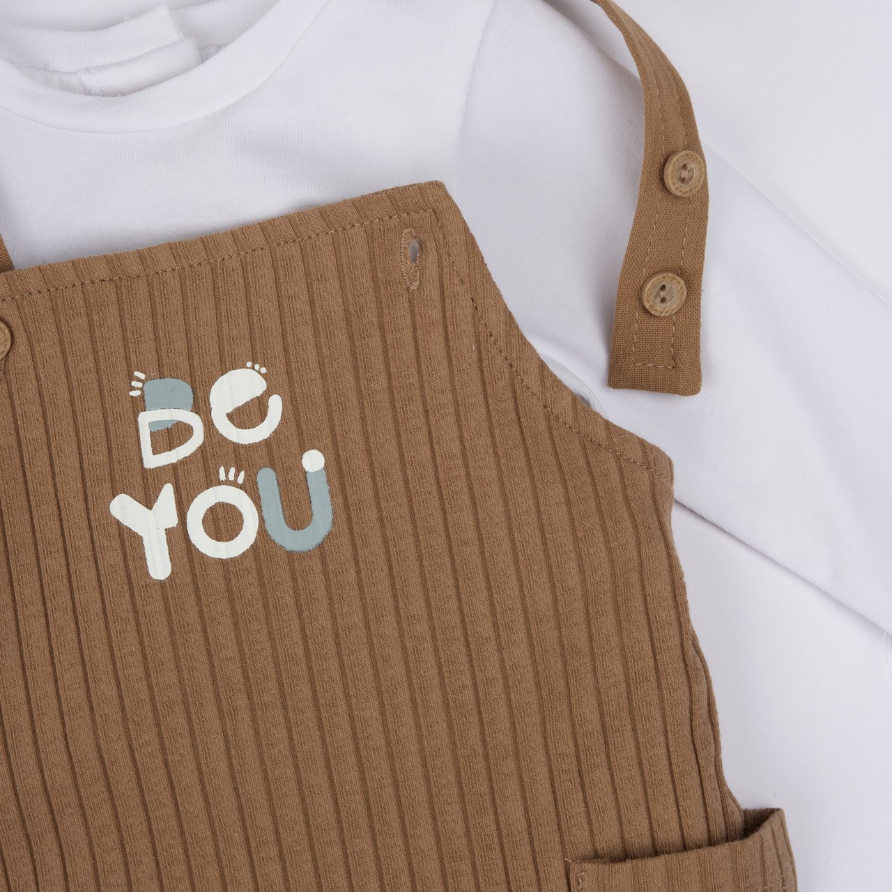 Geribbelde bodysuit en lange tuinbroek set
