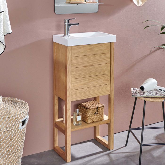 Mueble de baño ATOLL con lavabo blanco