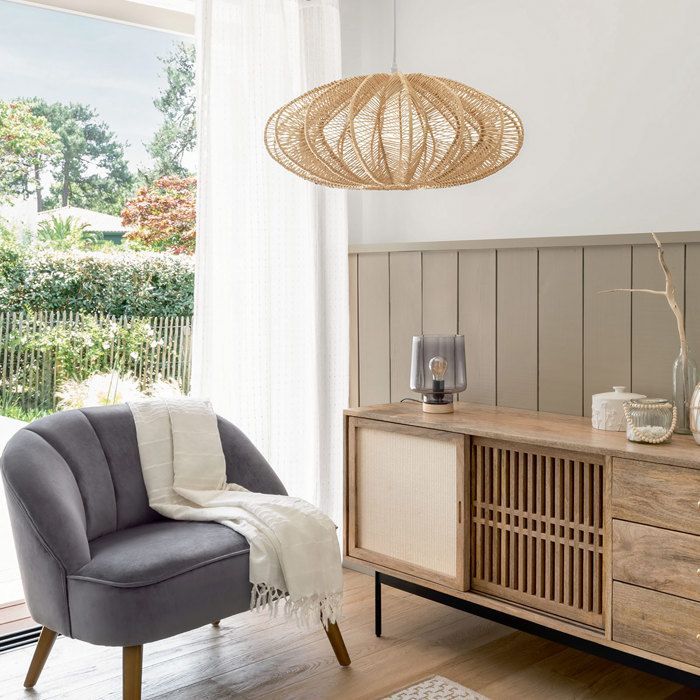 Beigefarbene Pendelleuchte „Tery“, 57 cm Durchmesser – Atmosphera Interior Designer