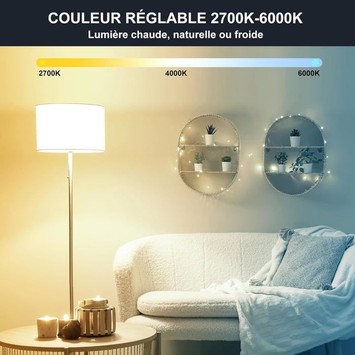 Bombillas LED inteligentes E27 - ZGEER - Compatibles con Alexa - Bluetooth Smart - 12 W (equivalente a 100 W) - Blanco cálido 2700 K
