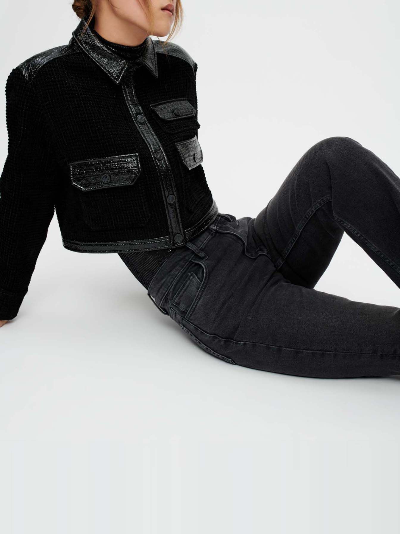 Gewassen zwarte jeans - Zwart