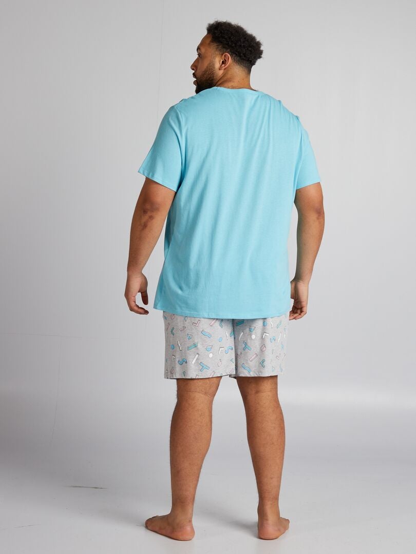 Pijama curto + camiseta - 2 peças - CINZA