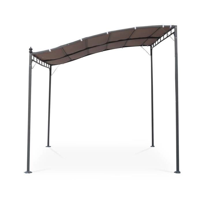 Pérgola adosada de 3x2,5 m - Brestum - Lona color topo - Pérgola de pared