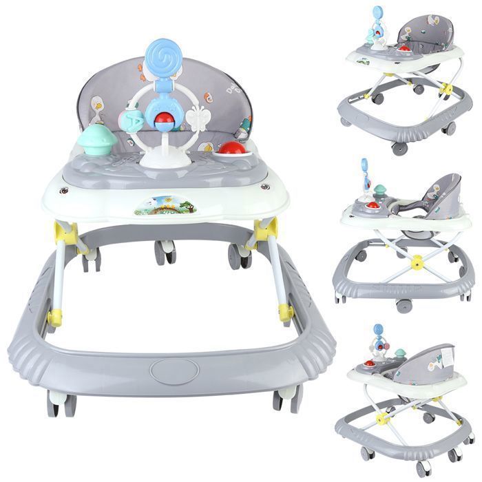 Andador convertible 3 en 1 para bebés, ideal para niñas y niños - XUANYU - Con música y ruedas silenciosas - Ajustable - Antivuelco - 58*55*65cm - Gris