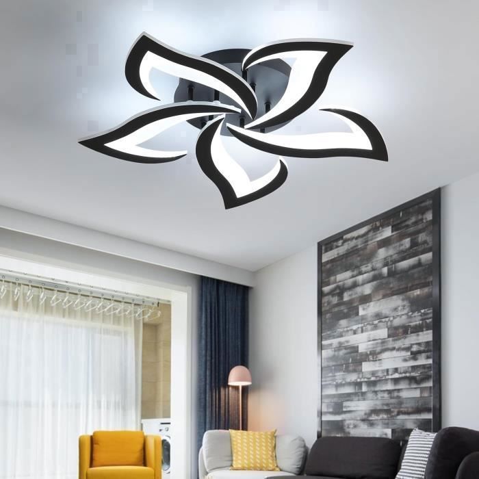 DORLINK Plafonnier LED Noir 5 Têtes 60W 4700LM Réglable 3000-6500K Lampe de Plafond Moderne pour Salon Chambre Salle à Manger
