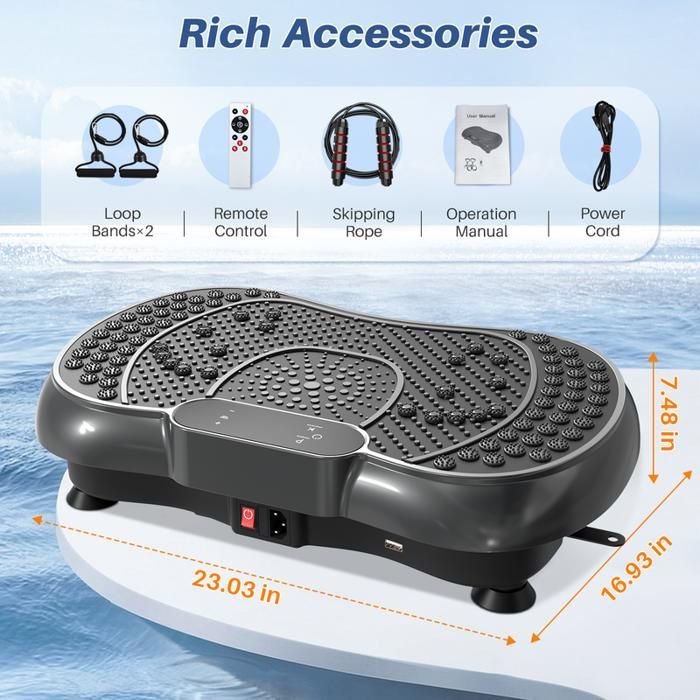 Plataforma vibratoria BIGZZIA, altavoces Bluetooth y cordón ajustable, 99 niveles, pantalla táctil LED, cuerda para saltar de regalo.