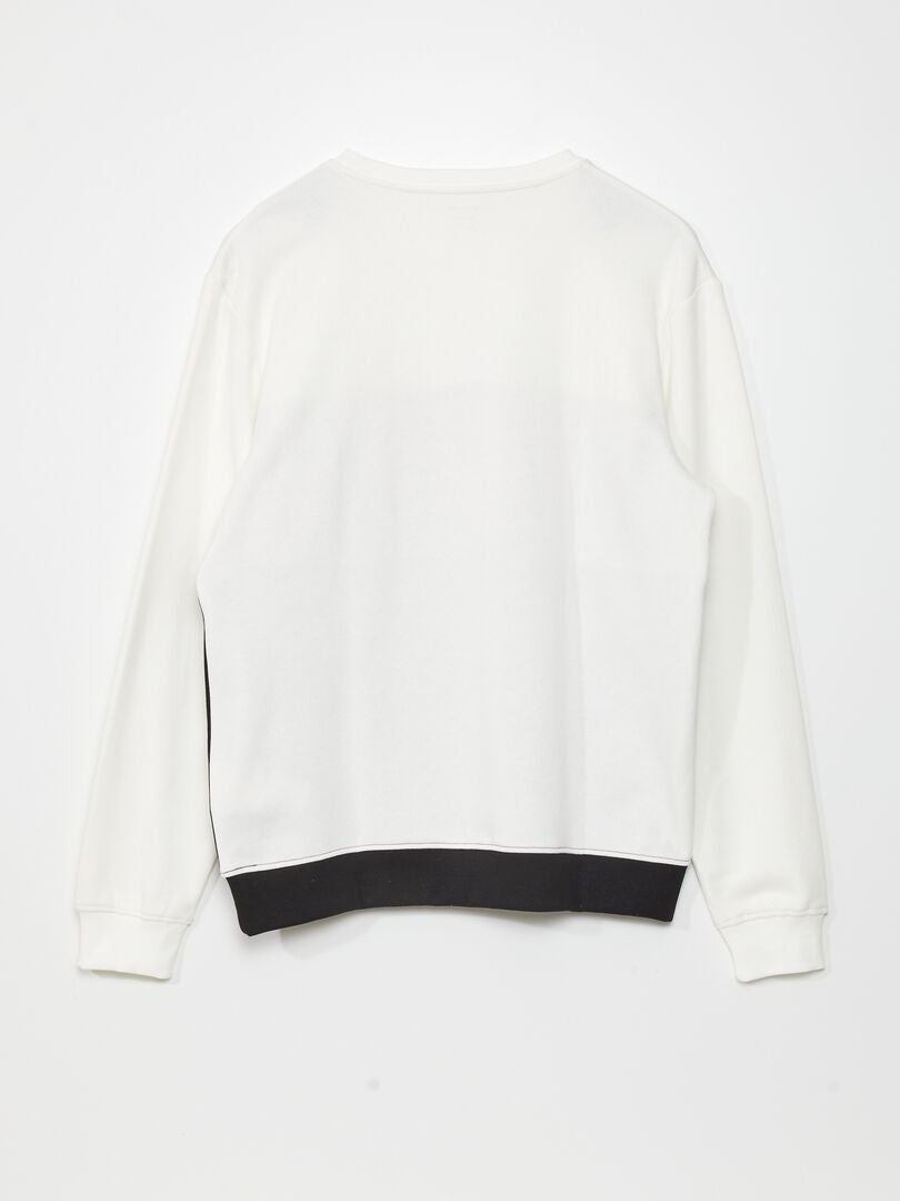 Sweatshirt met kleurblokken van fleecestof - WIT