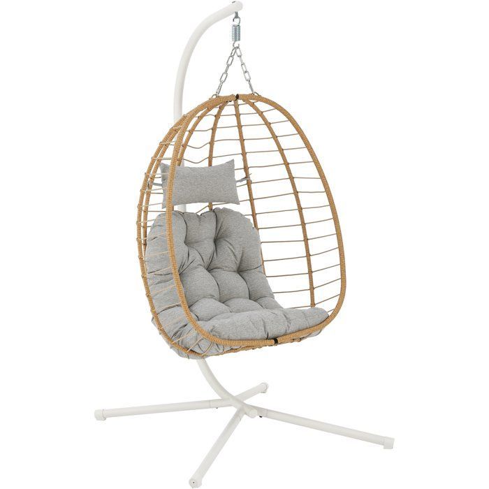Poltrona sospesa a forma di uovo - PALAVA - Struttura in acciaio - Intreccio in rattan sintetico - P95 x L98 x H200 cm