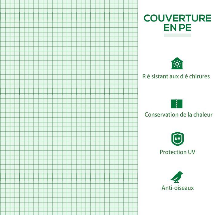 Invernadero de jardín - Outsunny - 2 ventanas - cubierta de PE de alta densidad 140 g/m² - estructura de acero - 120 x 60 x 60 cm - verde oscuro