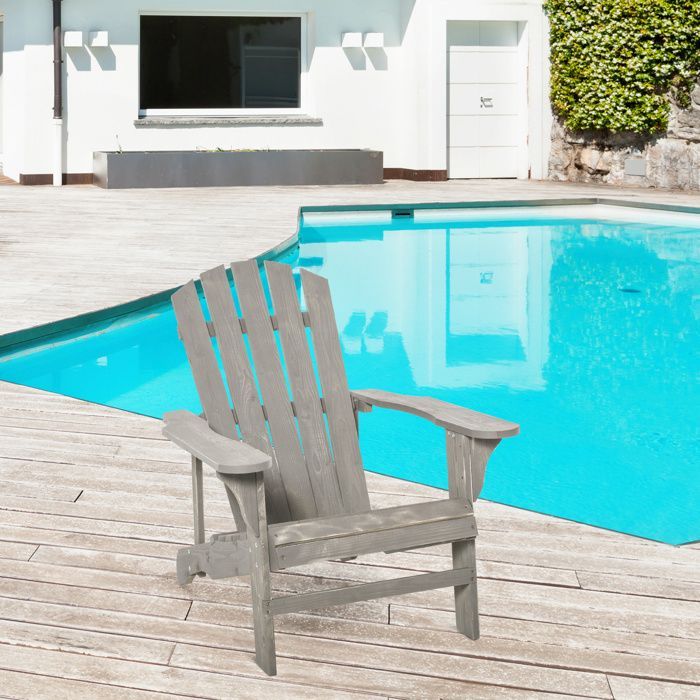 Outsunny - poltrona da giardino - Legno - 78x89x88cm - Grigio