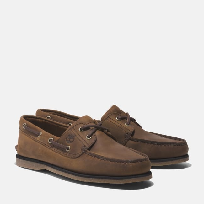 Scarpa da Barca in Pelle Classic da Uomo in                marrone medio