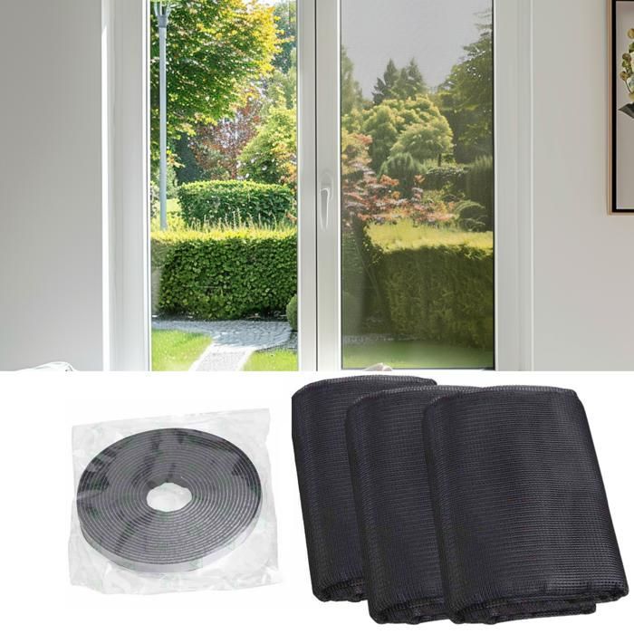 Mosquitera - FALLENHELD - 100 x 100 cm - Negra - No requiere taladrar - Reutilizable