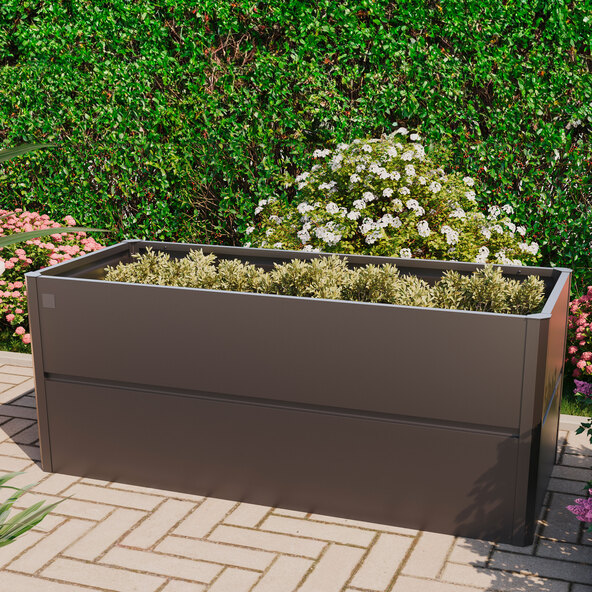 Designer raised garden bed made of steel, 200 x 85 x 77 cm
