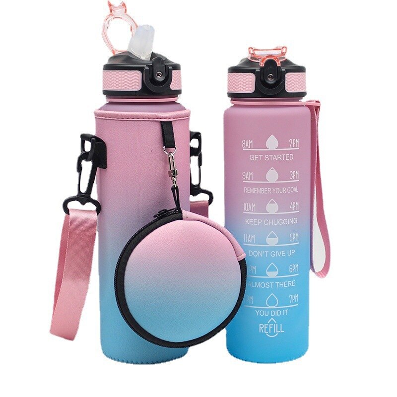 1000-ml-Outdoor-Sport-Wasserflaschenhülle, tragbarer Flaschenbecherüberzug, verstellbarer Schultergurt, Thermobechertasche