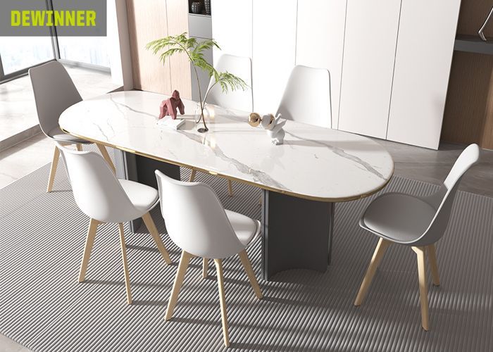 DEWINNER Catherina Dining Chairs, Retro Office Chair, Solid Beech Upholstered Seat (White, Set of 4)